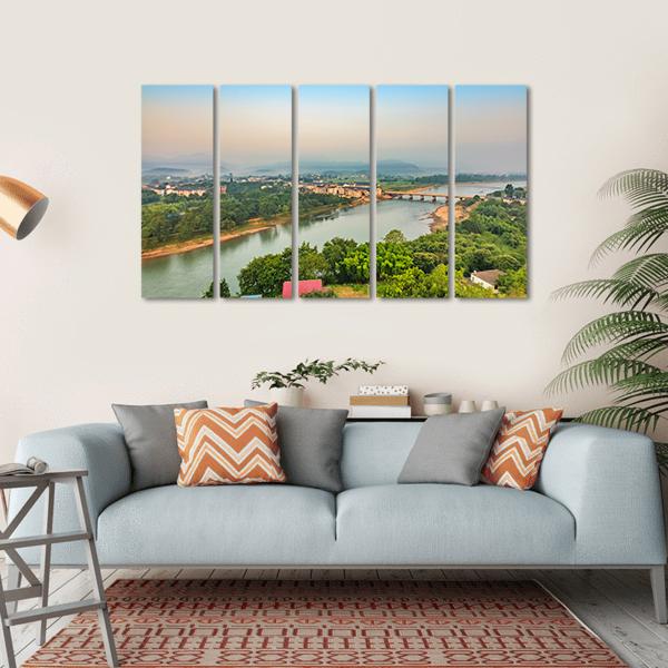 Bridge Over Bund River Canvas Wall Art-5 Horizontal-Gallery Wrap-22" x 12"-Tiaracle