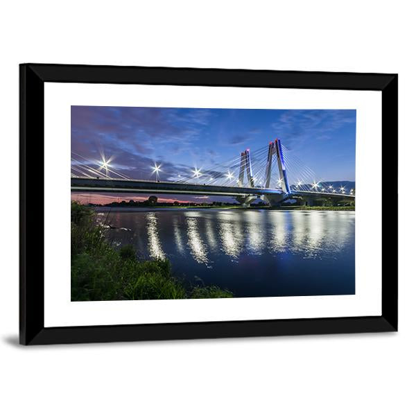 Bridge Over Vistula River Canvas Wall Art-1 Piece-Framed Print-20" x 16"-Tiaracle