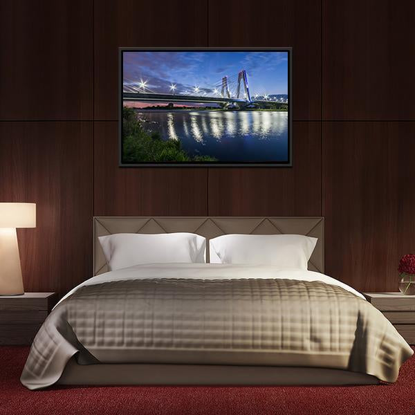 Bridge Over Vistula River Canvas Wall Art-3 Horizontal-Gallery Wrap-25" x 16"-Tiaracle