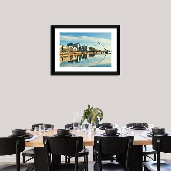 Buildings On Liffey River Canvas Wall Art-1 Piece-Framed Print-20" x 16"-Tiaracle