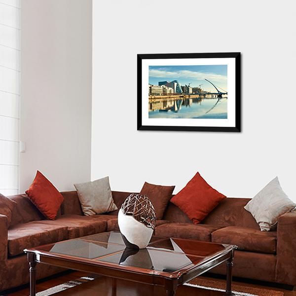 Buildings On Liffey River Canvas Wall Art-5 Horizontal-Gallery Wrap-22" x 12"-Tiaracle