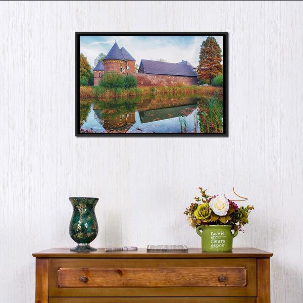 Burg Vondern Castle Canvas Wall Art-1 Piece-Floating Frame-24" x 16"-Tiaracle