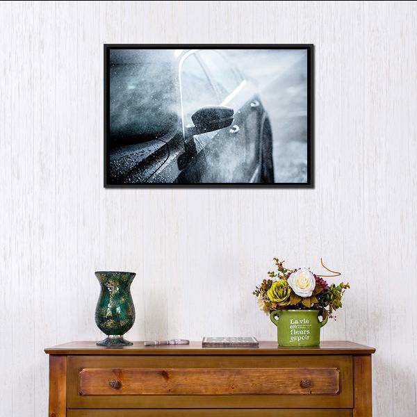 Car Covered By Water Canvas Wall Art-1 Piece-Floating Frame-24" x 16"-Tiaracle