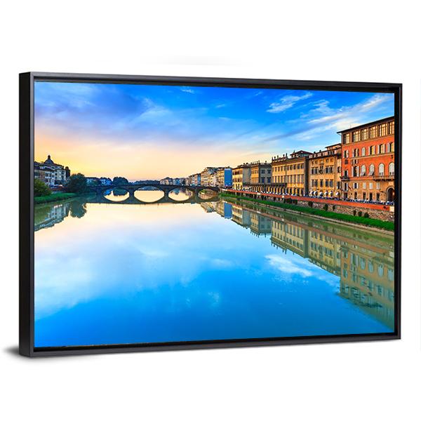 Carraia Medieval Bridge Canvas Wall Art-3 Horizontal-Gallery Wrap-25" x 16"-Tiaracle