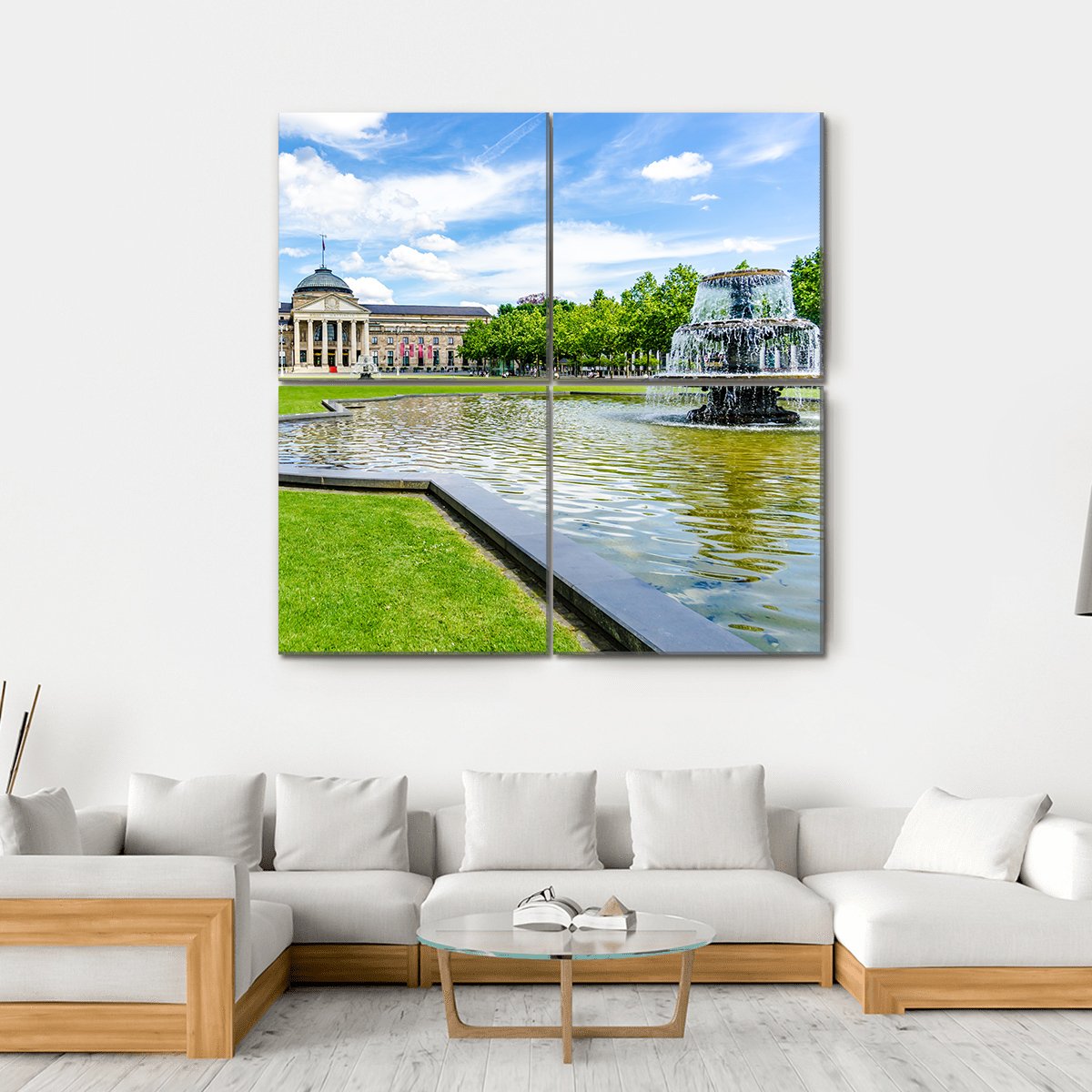 Casino Kurhaus Of Wiesbaden Canvas Wall Art-4 Square-Gallery Wrap-17" x 17"-Tiaracle