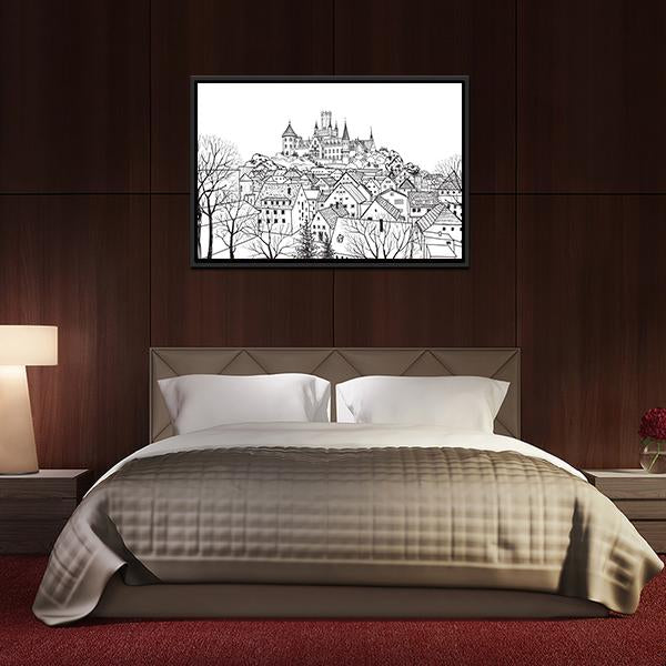 Castle &amp; City Sketch Canvas Wall Art-3 Horizontal-Gallery Wrap-25" x 16"-Tiaracle
