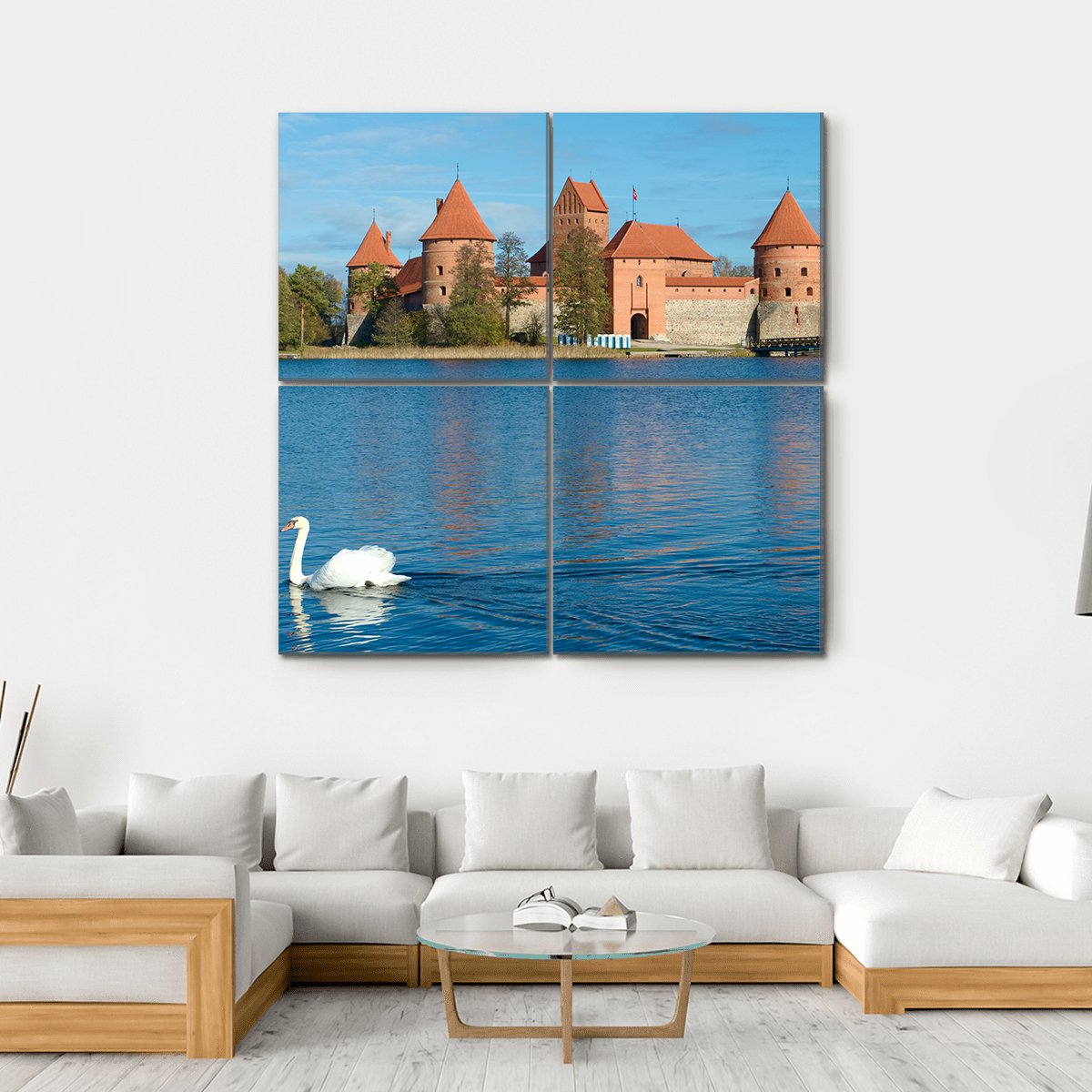 Castle Of Trakai Lithuania Canvas Wall Art-4 Square-Gallery Wrap-17" x 17"-Tiaracle