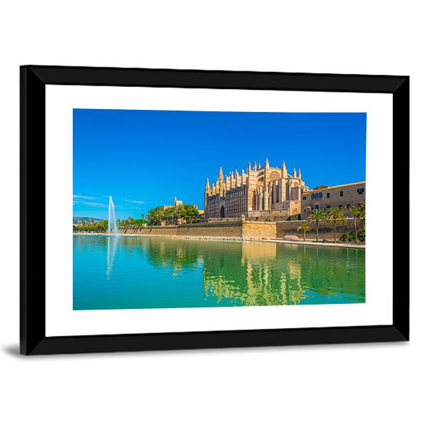 Catedral de Mallorca Spain Canvas Wall Art-1 Piece-Framed Print-20" x 16"-Tiaracle