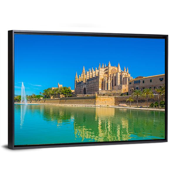Catedral de Mallorca Spain Canvas Wall Art-3 Horizontal-Gallery Wrap-25" x 16"-Tiaracle