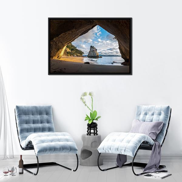 Cathedral Cave At Sunrise Canvas Wall Art-1 Piece-Floating Frame-24" x 16"-Tiaracle