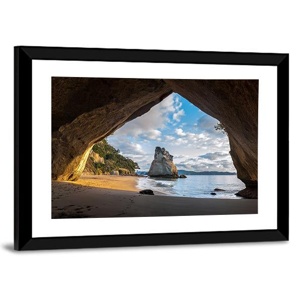 Cathedral Cave At Sunrise Canvas Wall Art-1 Piece-Framed Print-20" x 16"-Tiaracle