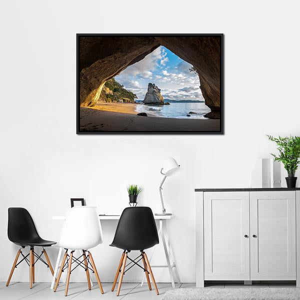 Cathedral Cave At Sunrise Canvas Wall Art-3 Horizontal-Gallery Wrap-25" x 16"-Tiaracle