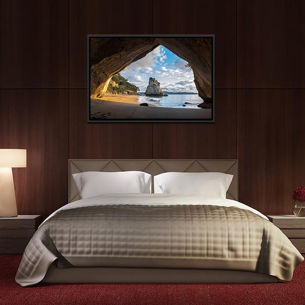 Cathedral Cave At Sunrise Canvas Wall Art-3 Horizontal-Gallery Wrap-25" x 16"-Tiaracle