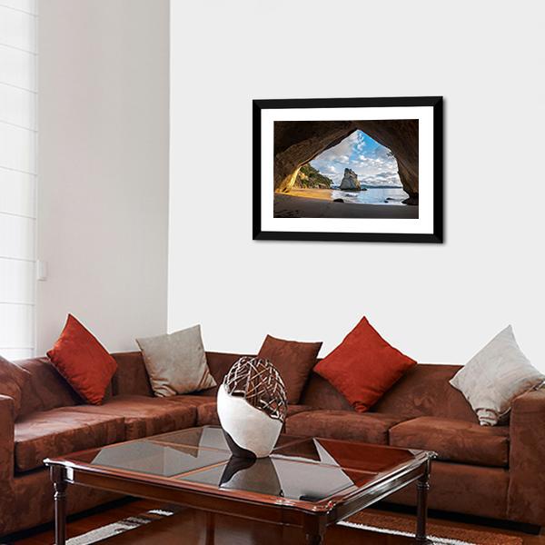 Cathedral Cave At Sunrise Canvas Wall Art-5 Horizontal-Gallery Wrap-22" x 12"-Tiaracle