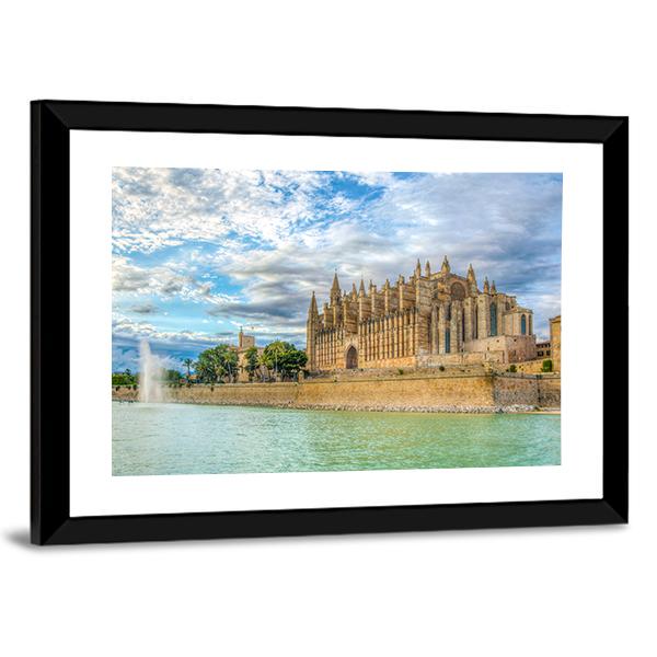 Cathedral De Mallorca Canvas Wall Art-1 Piece-Framed Print-20" x 16"-Tiaracle
