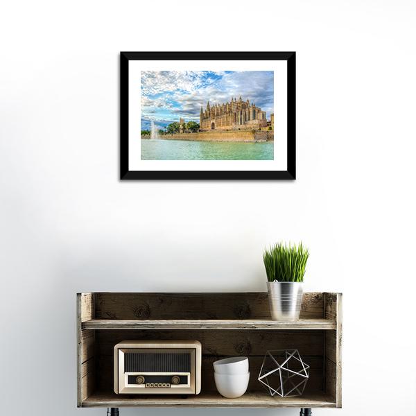 Cathedral De Mallorca Canvas Wall Art-3 Horizontal-Gallery Wrap-25" x 16"-Tiaracle