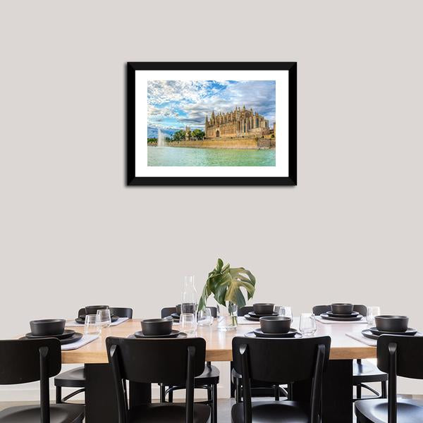 Cathedral De Mallorca Canvas Wall Art-3 Horizontal-Gallery Wrap-25" x 16"-Tiaracle