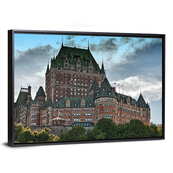 Chateau De Frontenac Canvas Wall Art-1 Piece-Floating Frame-24" x 16"-Tiaracle