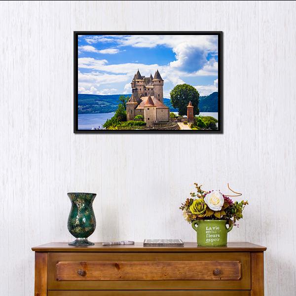 Chateau De Val Canvas Wall Art-1 Piece-Floating Frame-24" x 16"-Tiaracle