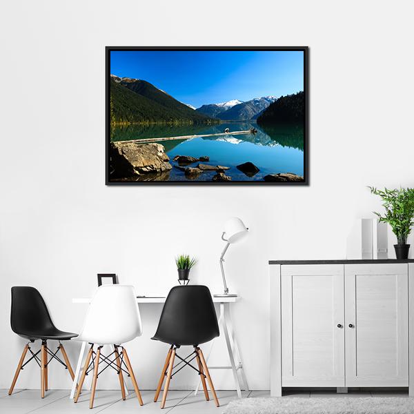 Cheakamus Lake Canvas Wall Art-1 Piece-Floating Frame-24" x 16"-Tiaracle