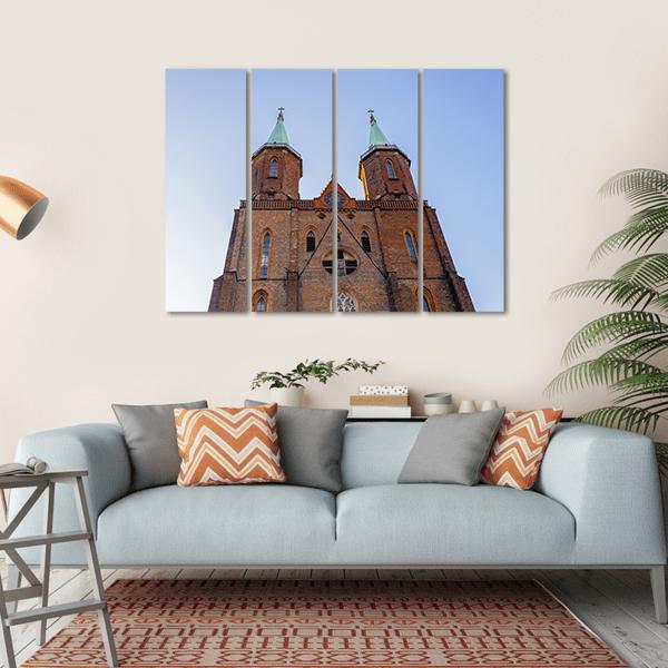Church Of Virgin Mary Poland Canvas Wall Art-4 Horizontal-Gallery Wrap-34" x 24"-Tiaracle