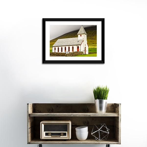 Church On Sandoy Denmark Canvas Wall Art-3 Horizontal-Gallery Wrap-25" x 16"-Tiaracle