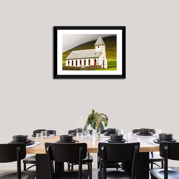 Church On Sandoy Denmark Canvas Wall Art-3 Horizontal-Gallery Wrap-25" x 16"-Tiaracle