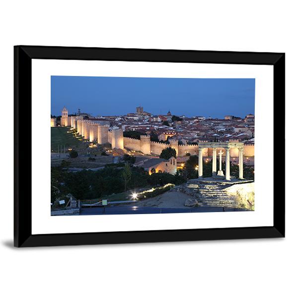 City Of Avila Spain Canvas Wall Art-1 Piece-Framed Print-20" x 16"-Tiaracle