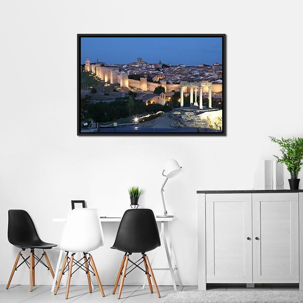 City Of Avila Spain Canvas Wall Art-3 Horizontal-Gallery Wrap-25" x 16"-Tiaracle