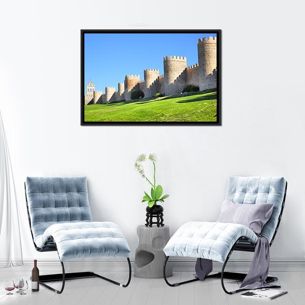 City Walls Of Avila Canvas Wall Art-1 Piece-Floating Frame-24" x 16"-Tiaracle