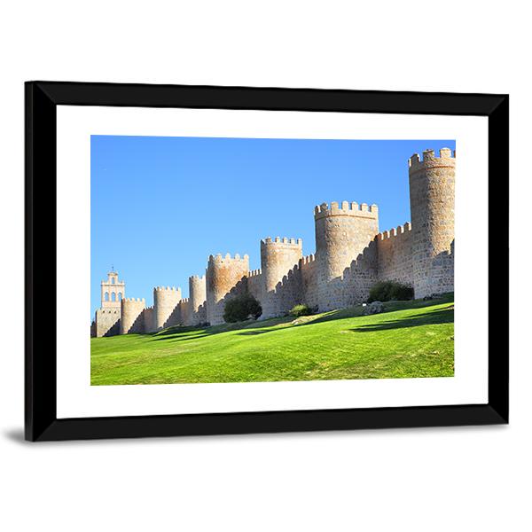 City Walls Of Avila Canvas Wall Art-1 Piece-Framed Print-20" x 16"-Tiaracle