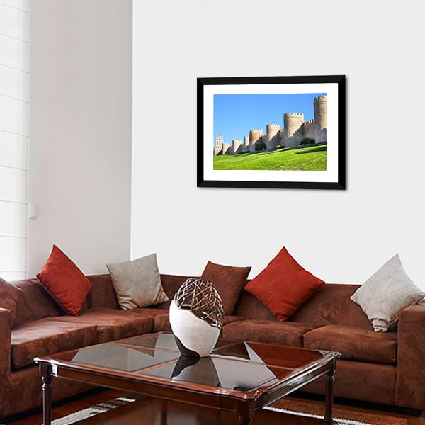 City Walls Of Avila Canvas Wall Art-1 Piece-Framed Print-20" x 16"-Tiaracle