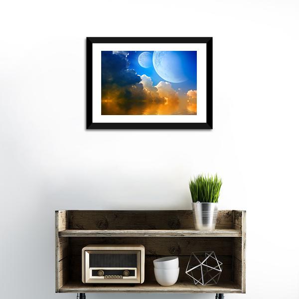 Clouds With Planets Canvas Wall Art-3 Horizontal-Gallery Wrap-25" x 16"-Tiaracle
