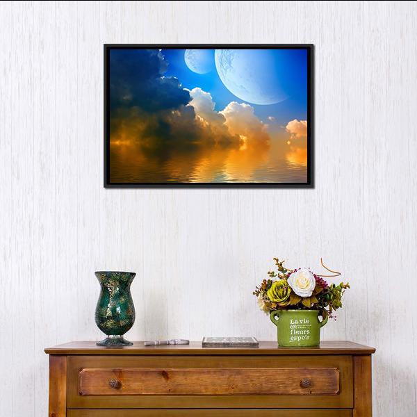 Clouds With Planets Canvas Wall Art-3 Horizontal-Gallery Wrap-25" x 16"-Tiaracle