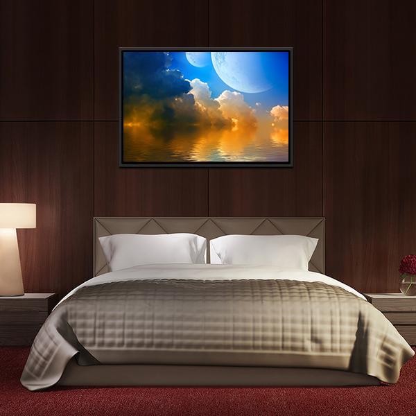 Clouds With Planets Canvas Wall Art-3 Horizontal-Gallery Wrap-25" x 16"-Tiaracle