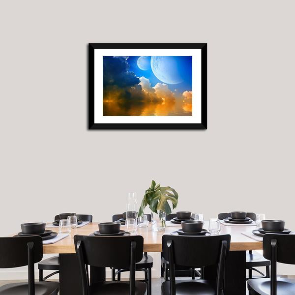 Clouds With Planets Canvas Wall Art-3 Horizontal-Gallery Wrap-25" x 16"-Tiaracle