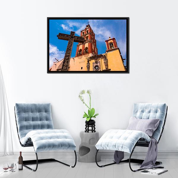 Colonial Traditional Church Canvas Wall Art-1 Piece-Floating Frame-24" x 16"-Tiaracle