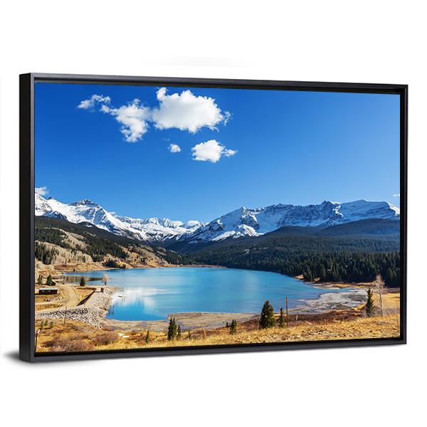 Colorado Rocky Mountains Lake Canvas Wall Art-3 Horizontal-Gallery Wrap-25" x 16"-Tiaracle