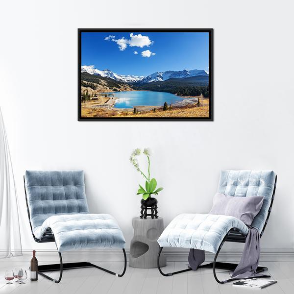 Colorado Rocky Mountains Lake Canvas Wall Art-5 Horizontal-Gallery Wrap-22" x 12"-Tiaracle