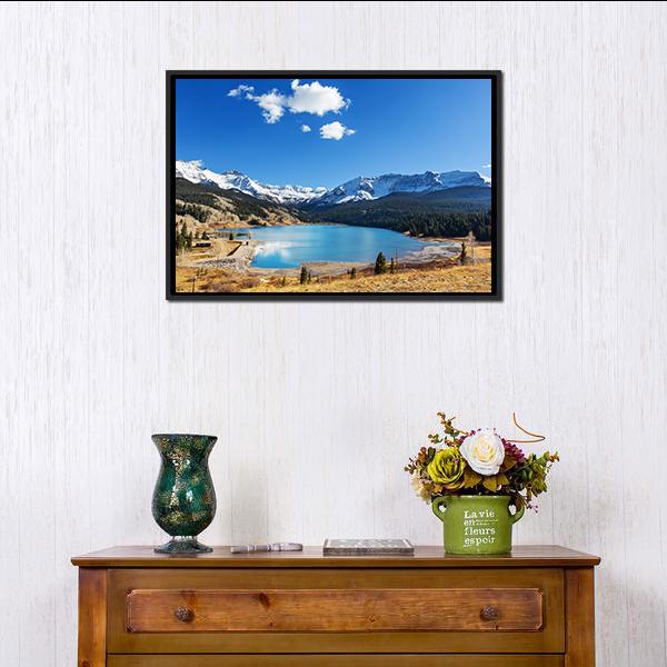 Colorado Rocky Mountains Lake Canvas Wall Art-5 Horizontal-Gallery Wrap-22" x 12"-Tiaracle