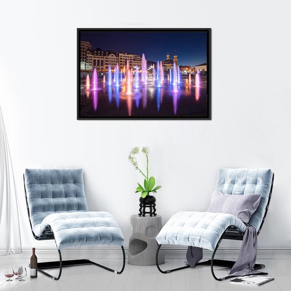 Colorful Fountains Canvas Wall Art-1 Piece-Floating Frame-24" x 16"-Tiaracle