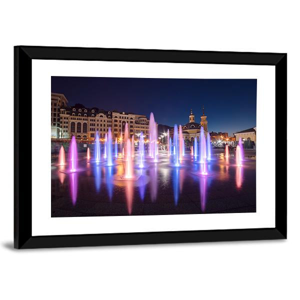 Colorful Fountains Canvas Wall Art-1 Piece-Framed Print-20" x 16"-Tiaracle