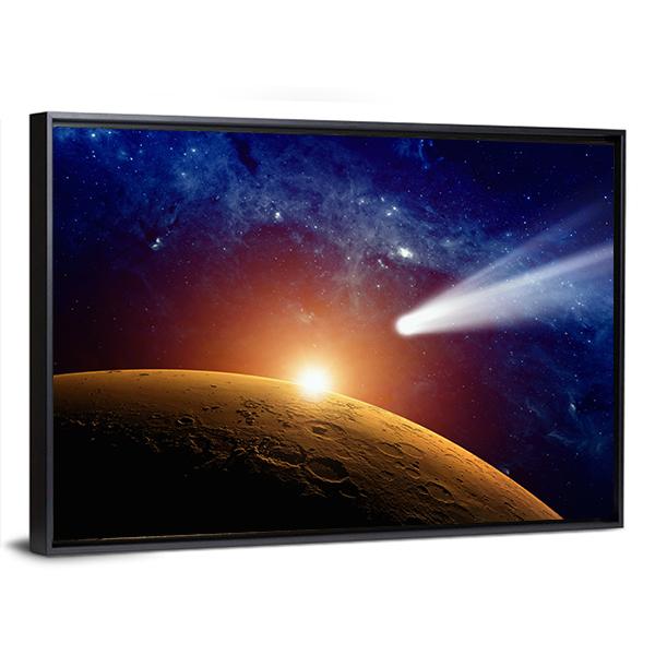Comet Approaching Mars Canvas Wall Art-1 Piece-Floating Frame-24" x 16"-Tiaracle