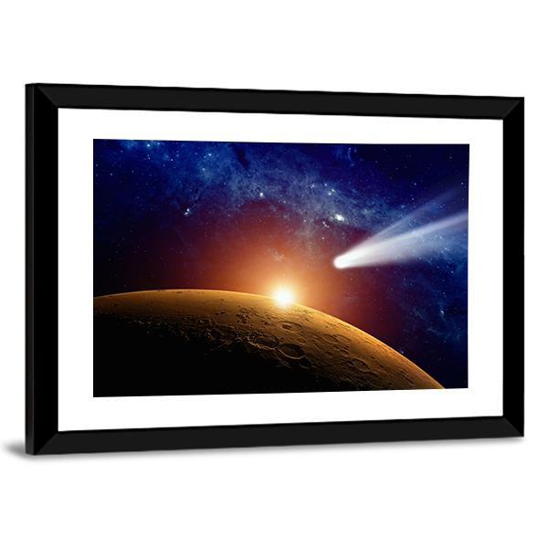 Comet Approaching Mars Canvas Wall Art-1 Piece-Framed Print-20" x 16"-Tiaracle