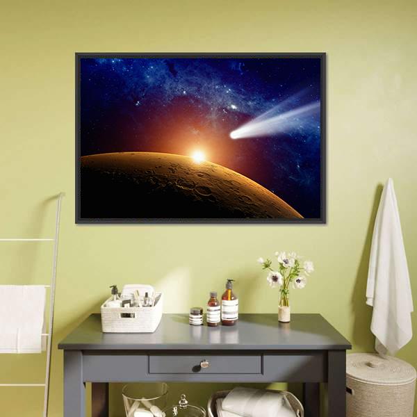 Comet Approaching Mars Canvas Wall Art-3 Horizontal-Gallery Wrap-25" x 16"-Tiaracle