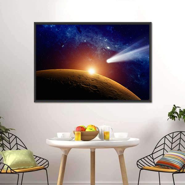 Comet Approaching Mars Canvas Wall Art-3 Horizontal-Gallery Wrap-25" x 16"-Tiaracle