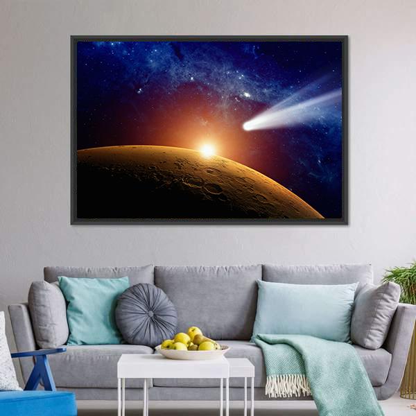 Comet Approaching Mars Canvas Wall Art-3 Horizontal-Gallery Wrap-25" x 16"-Tiaracle