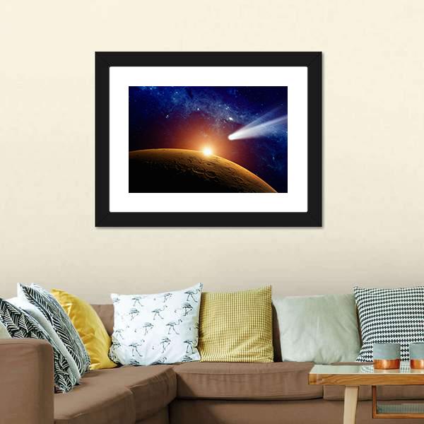 Comet Approaching Mars Canvas Wall Art-3 Horizontal-Gallery Wrap-25" x 16"-Tiaracle