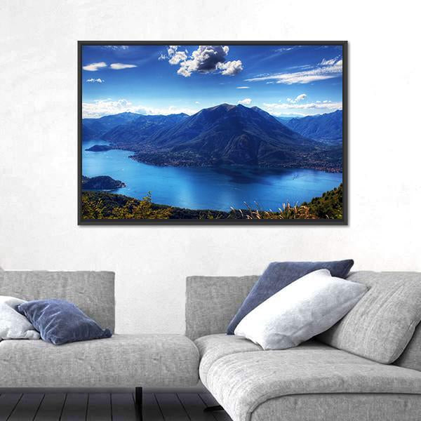Como Lake With Lugano Lake Canvas Wall Art-1 Piece-Floating Frame-24" x 16"-Tiaracle