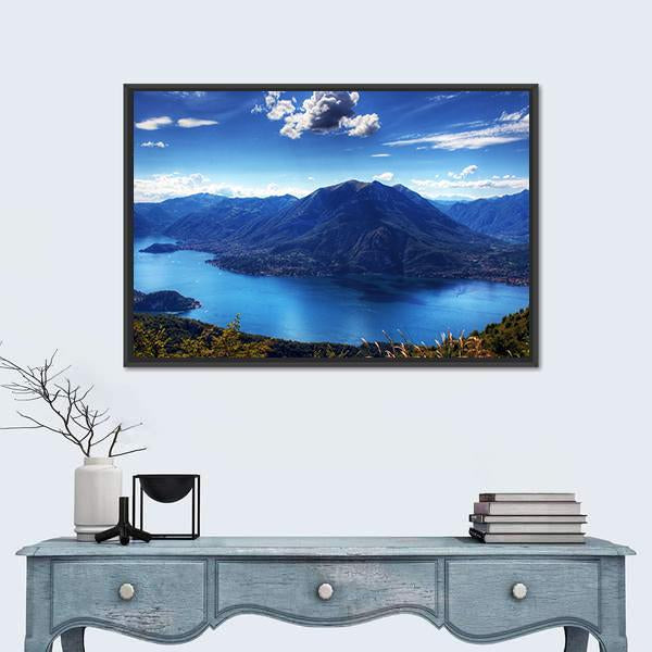 Como Lake With Lugano Lake Canvas Wall Art-5 Horizontal-Gallery Wrap-22" x 12"-Tiaracle
